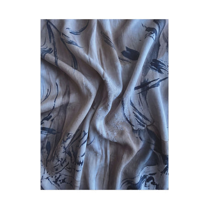 Silk Drape Winter Canvas Art | Japandi Earthy Design