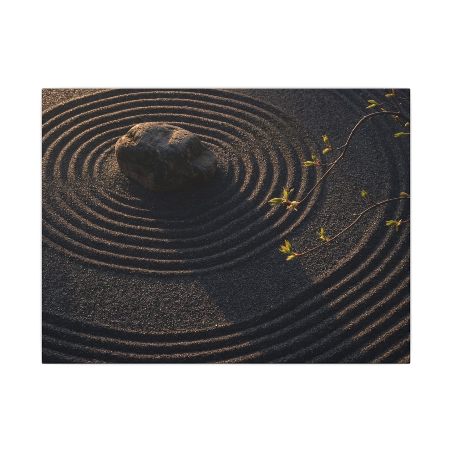 Rock Garden Shadow Zen Canvas Art | Bold Dark Japandi Art Art Print