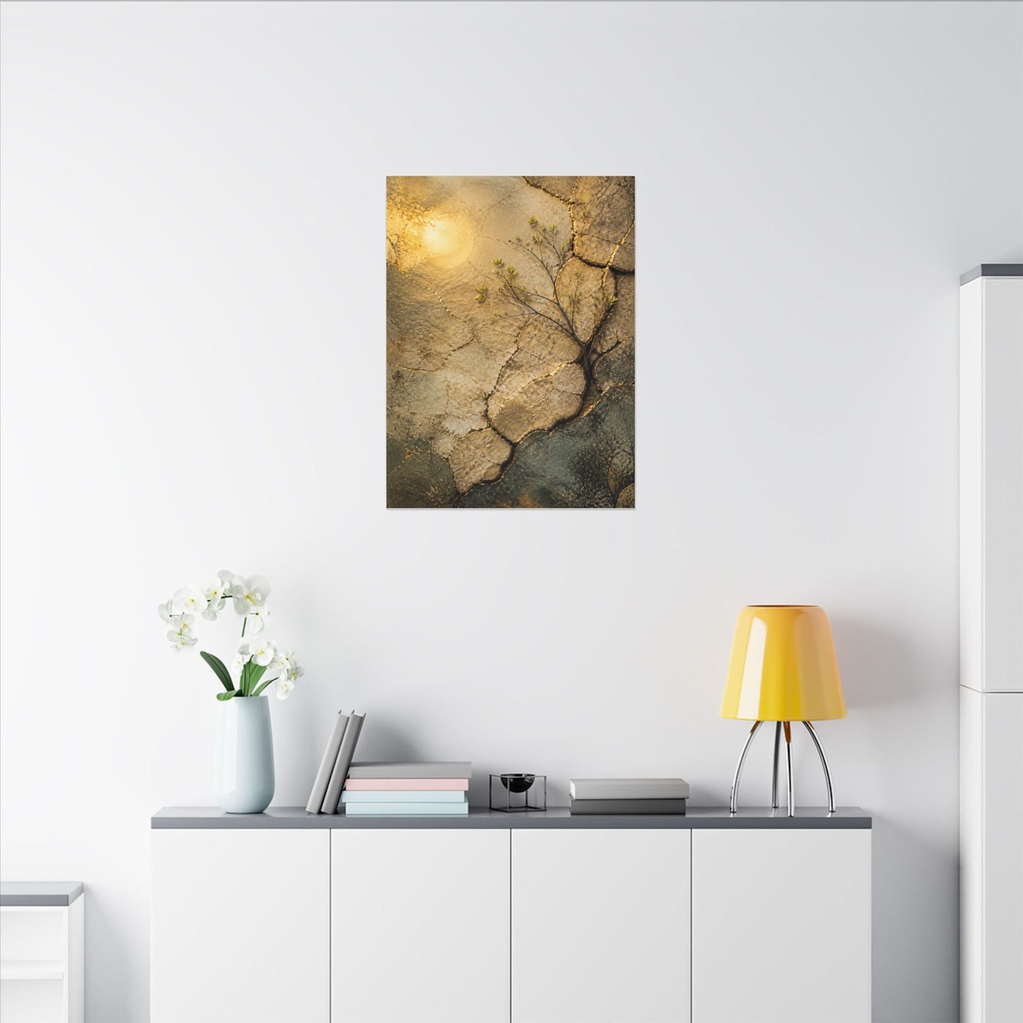 Cracked Earth Spring Canvas Art | Japandi Warm Design
