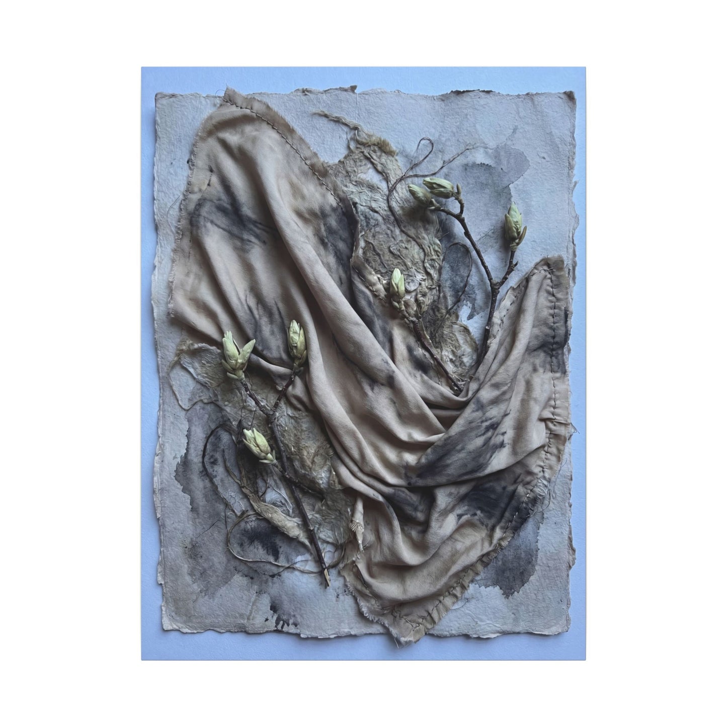 Japandi Silk Drape in Moonlight | Texture Canvas Art