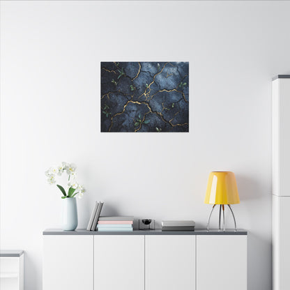 Cracked Earth Spring Canvas Art | Kintsugi Healing Design