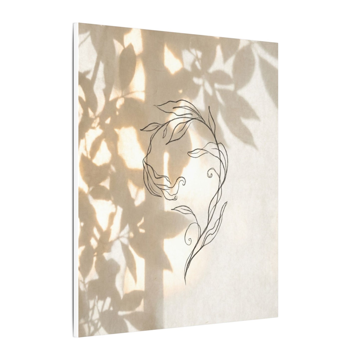 Warm Shoji Screen Canvas Art - Minimal Line Japandi