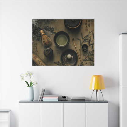 Tea Ceremony Canvas Art | Winter Zen Ukiyo E Inspired Art