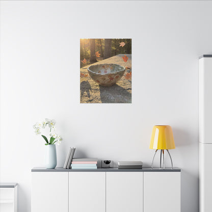 Japandi Ceramic Bowl in Golden Hour | Japanese Pattern Canvas Art