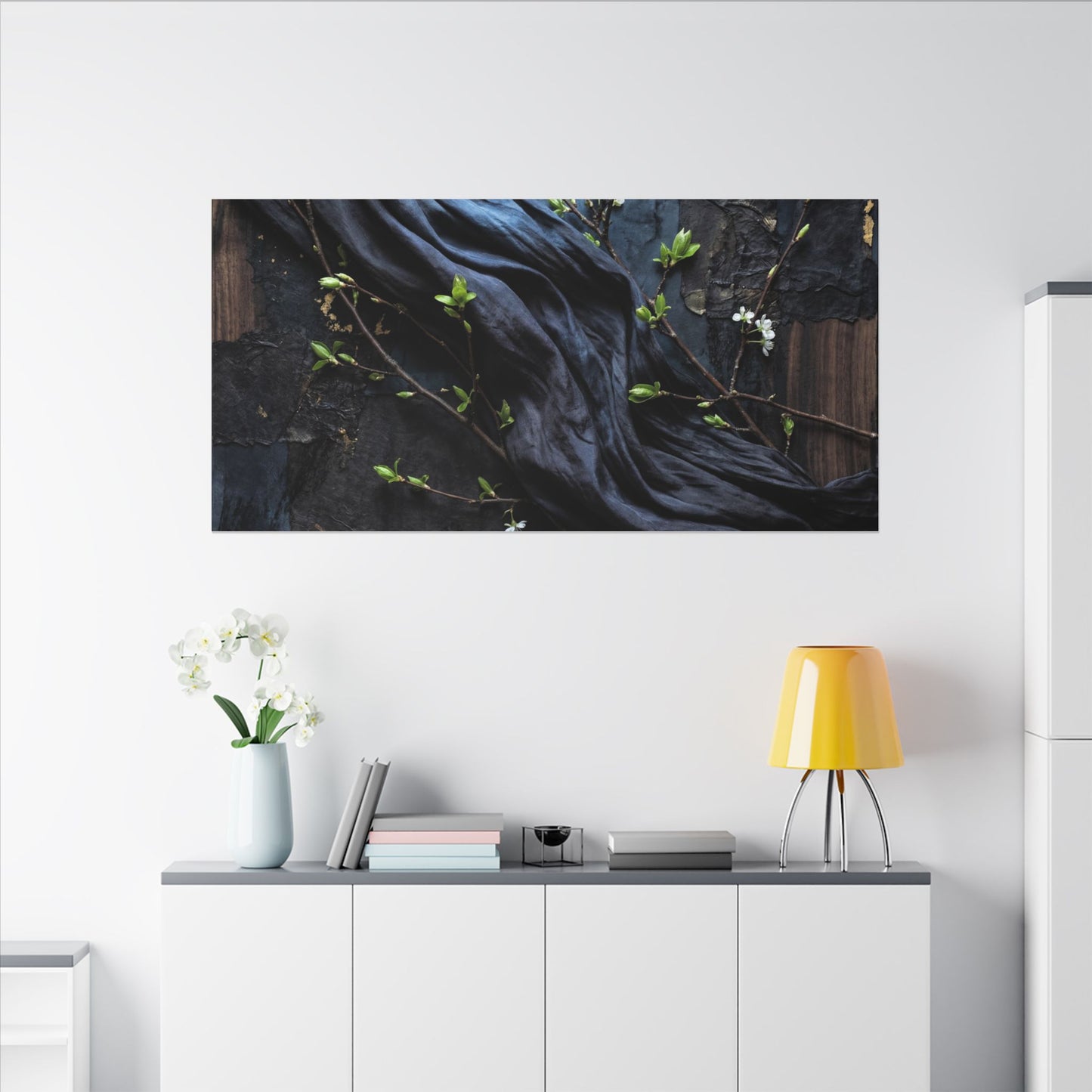 Spring Silk Drape Dark Texture Canvas Art | Atmospheric Decor