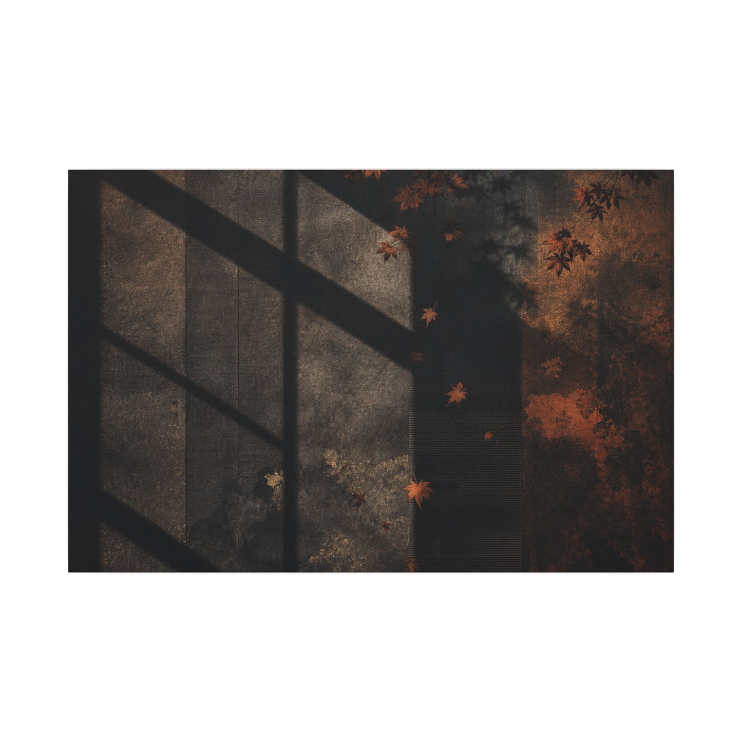 Sophisticated Shadow Play Canvas Art - Dark Texture Dark Japandi