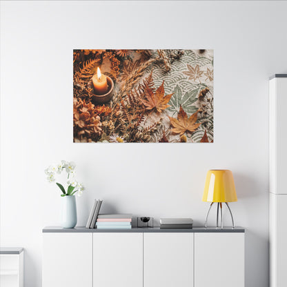 Candlelight Dried Flowers Canvas Art - Japandi Seijaku