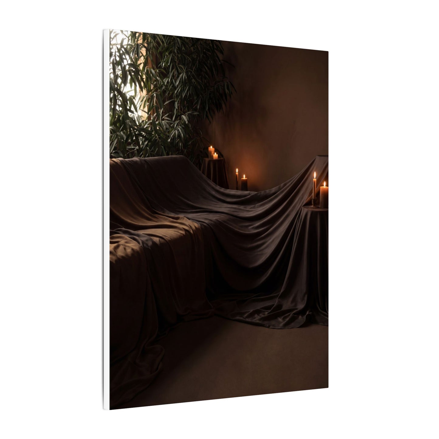 Candlelight Silk Drape Canvas Art - Dark Japandi Ma