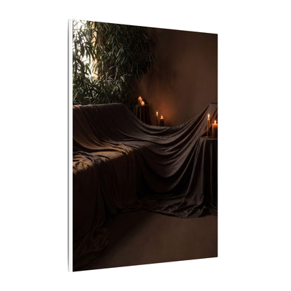 Candlelight Silk Drape Canvas Art - Dark Japandi Ma