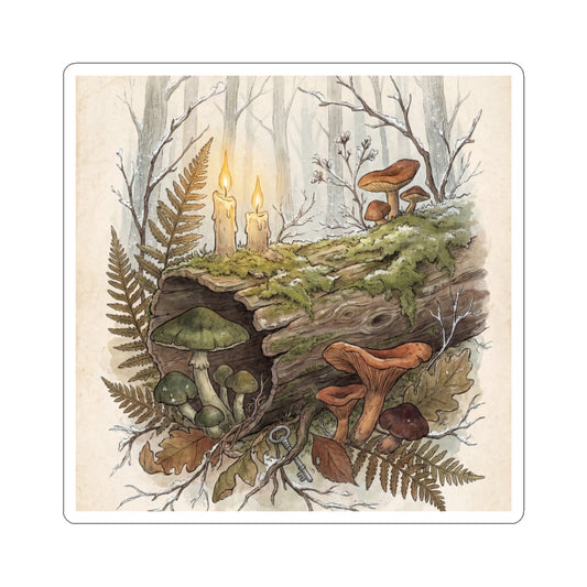 Wild Mushrooms Herbarium Sticker | Cozy Cottagecore Art Art Print