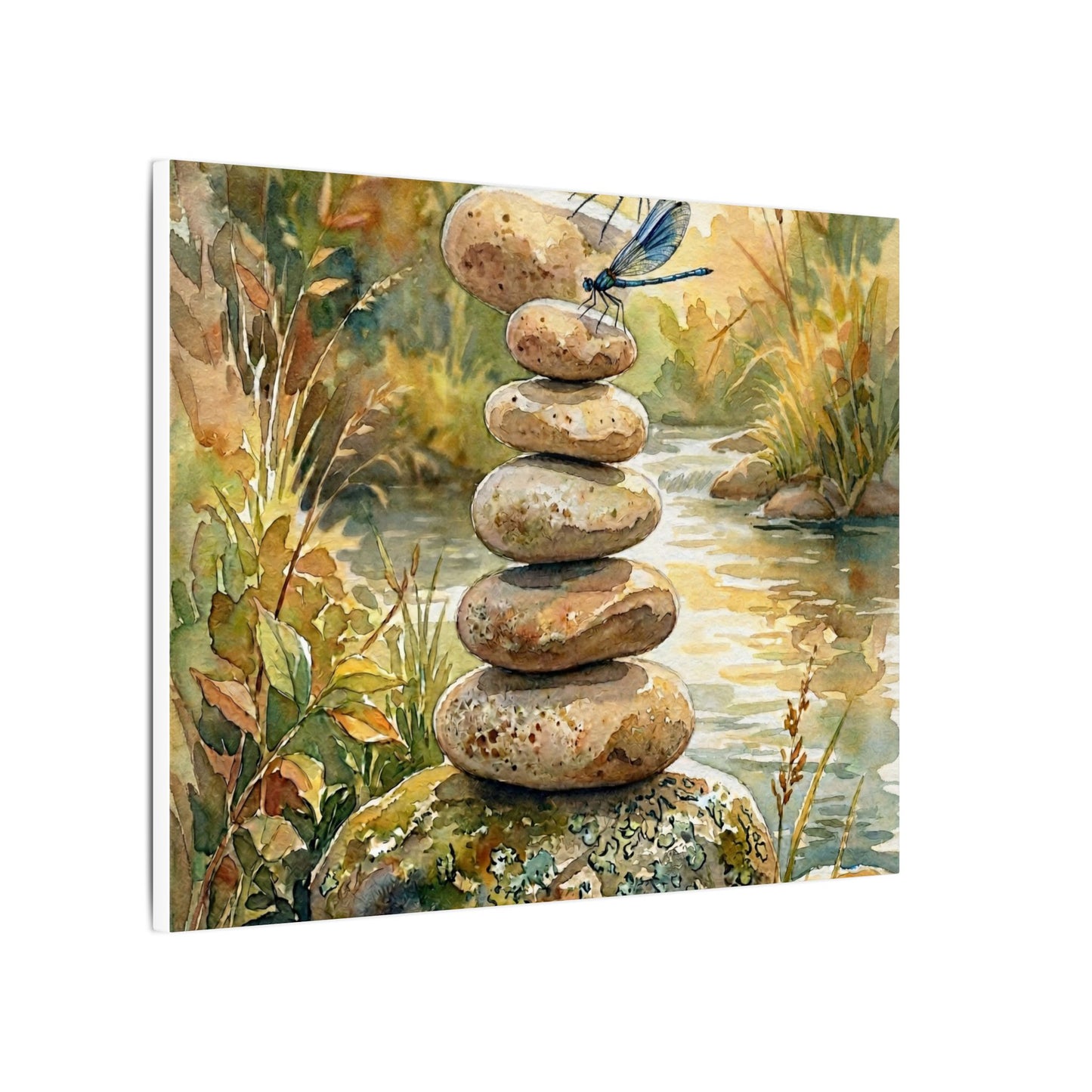 River Stones Summer Canvas Art | Japandi Cozy Design