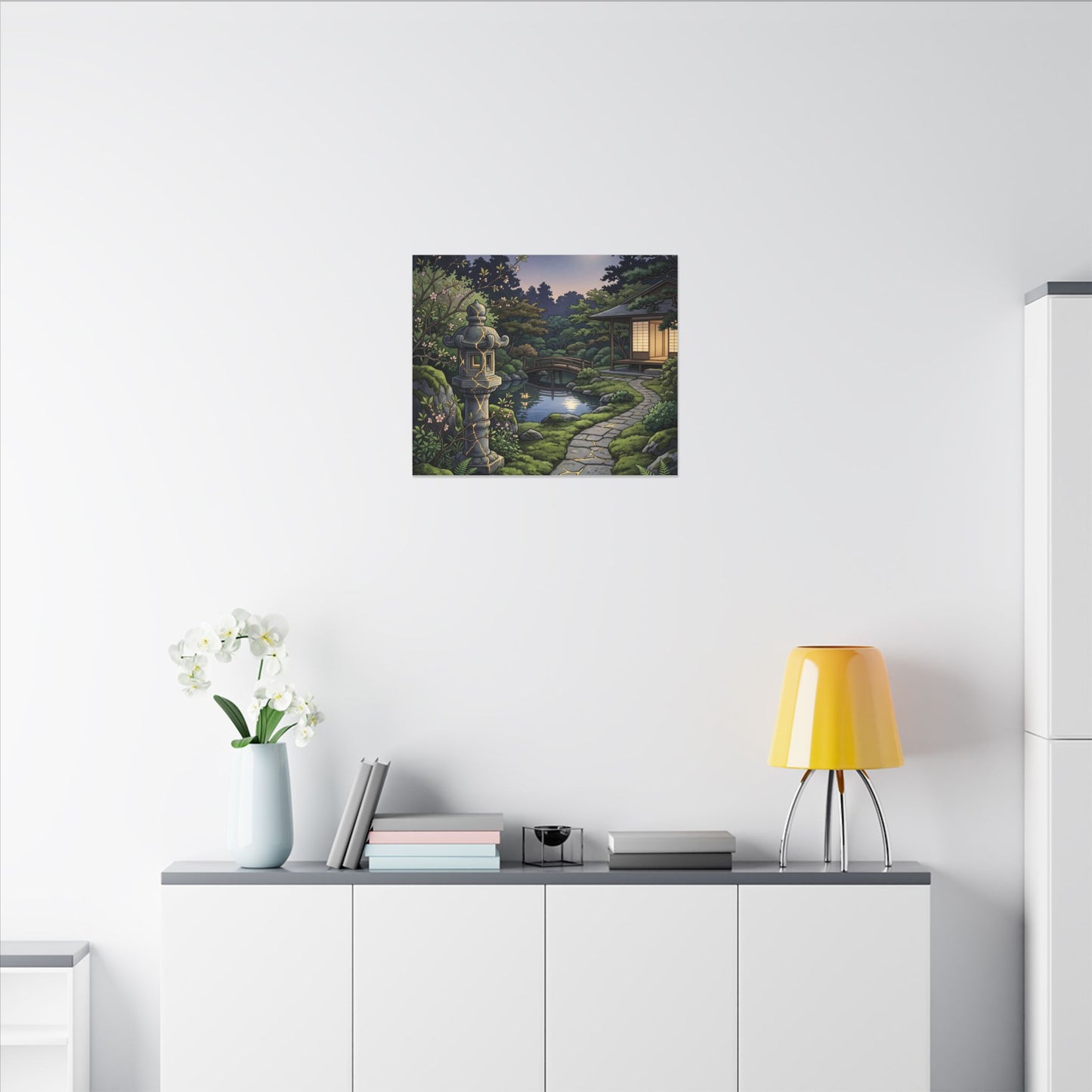 Spring Moonlit Garden Gold Vein Canvas Art | Resilient Decor