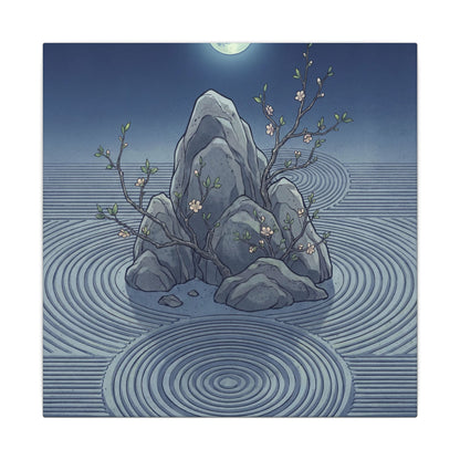 Spring Rock Garden Ukiyo E Inspired Canvas Art | Tranquil Decor