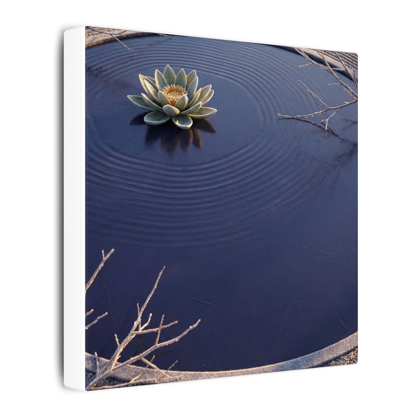 Lotus Flower Canvas Art | Winter Zen Karesansui Art
