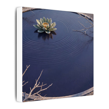 Lotus Flower Canvas Art | Winter Zen Karesansui Art