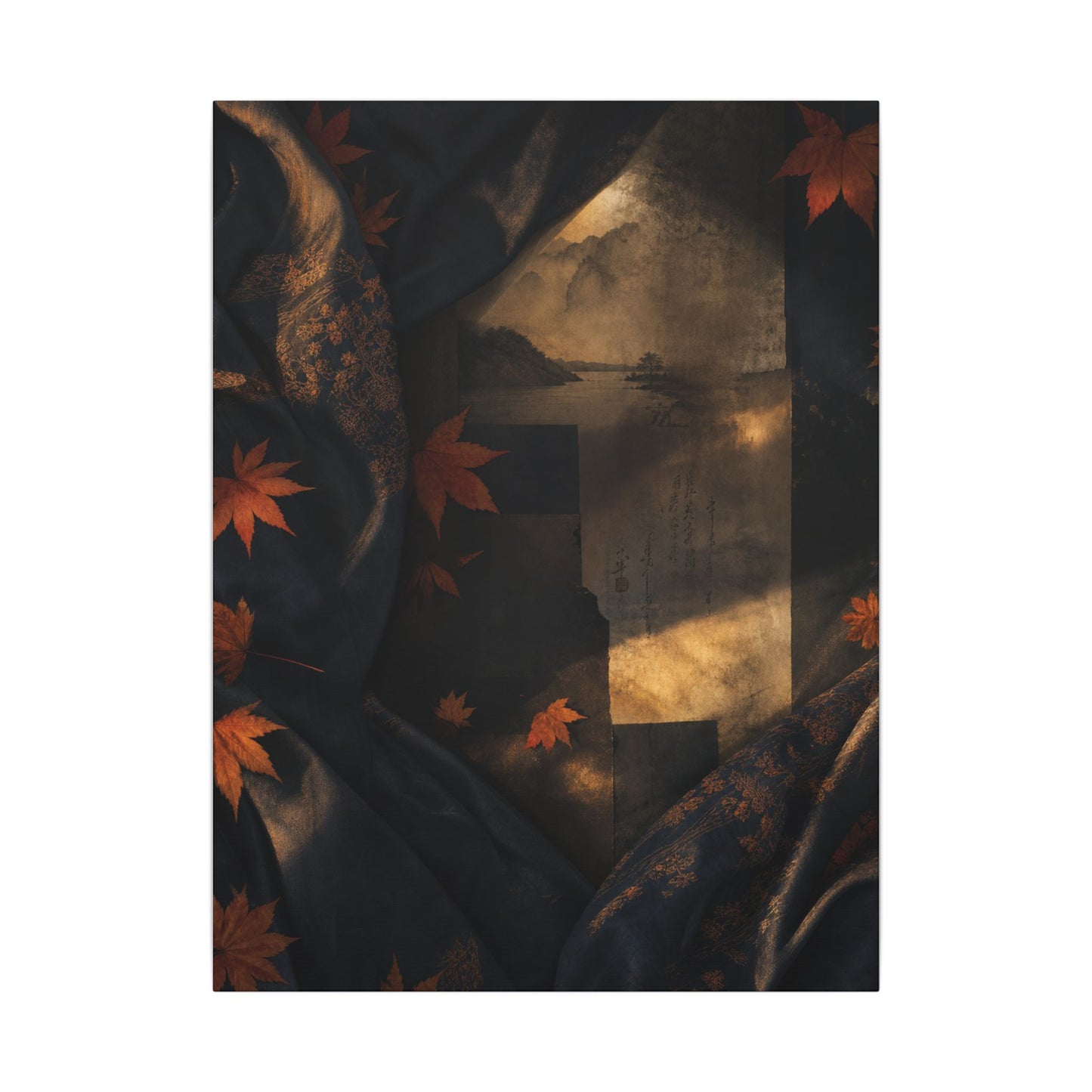 Autumn Silk Drape Shadow Zen Canvas Art | Bold Decor