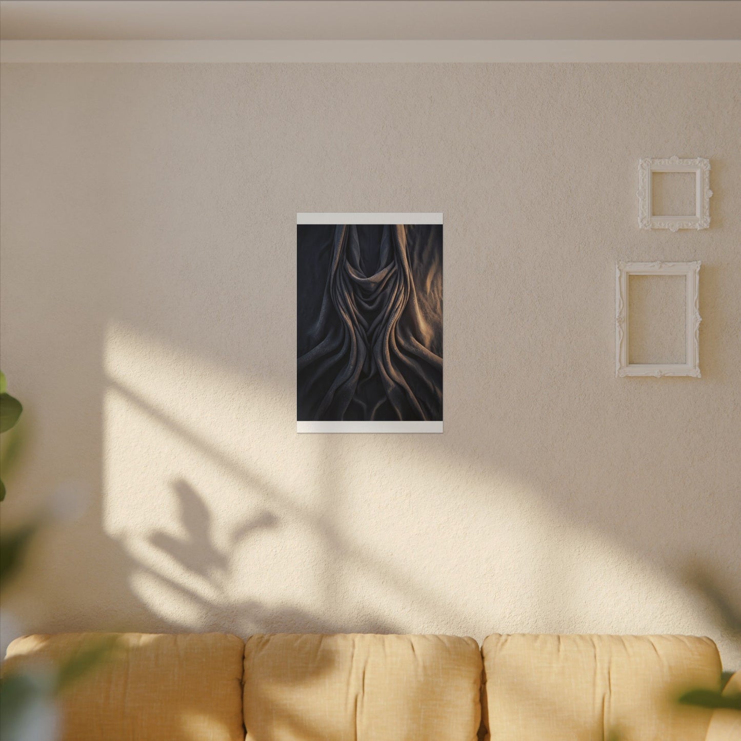 Moody Silk Drape Canvas Art - Shadow Zen Dark Japandi