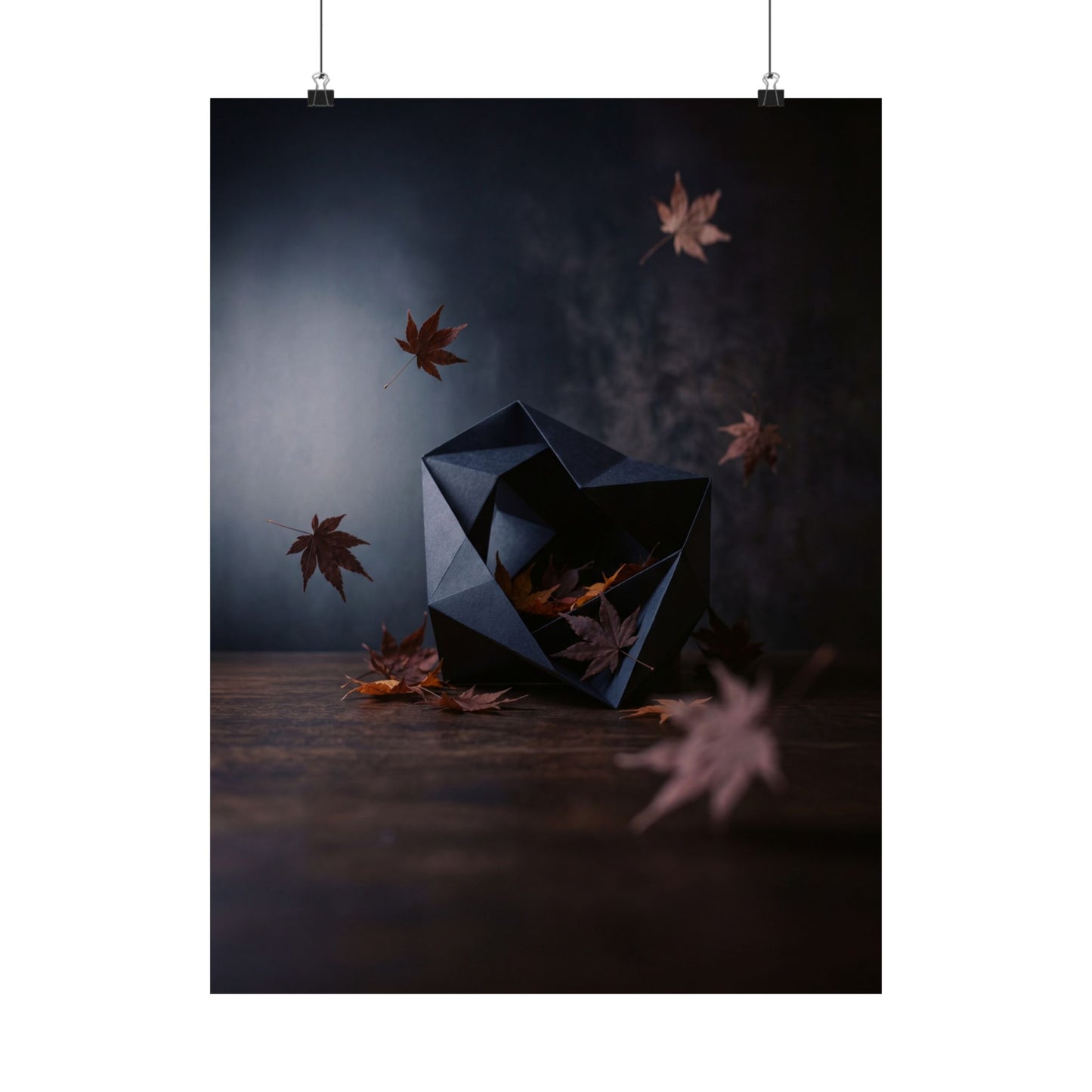 Paper Fold Shadow Zen Wall Art Print | Atmospheric Dark Japandi Art