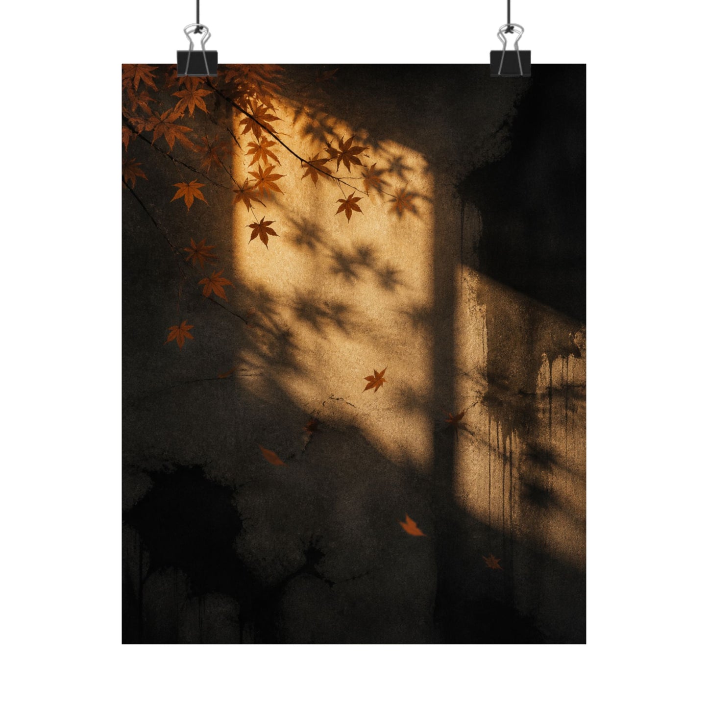 Sophisticated Shadow Play Wall Art Print - Charcoal Ink Dark Japandi
