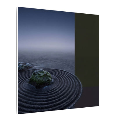 Ma Rock Garden Canvas Art - Dark Japandi Moody Minimal