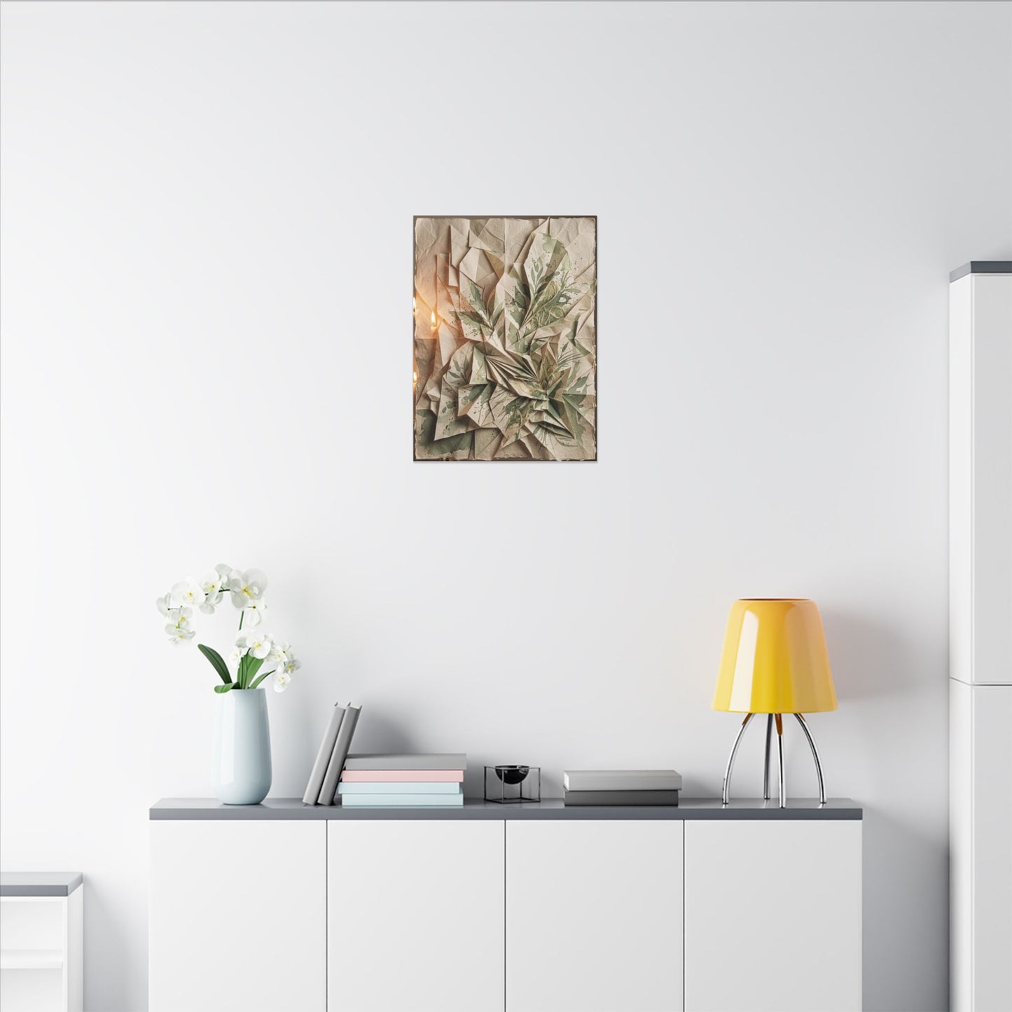 Japandi Paper Fold in Candlelight | Texture Canvas Art