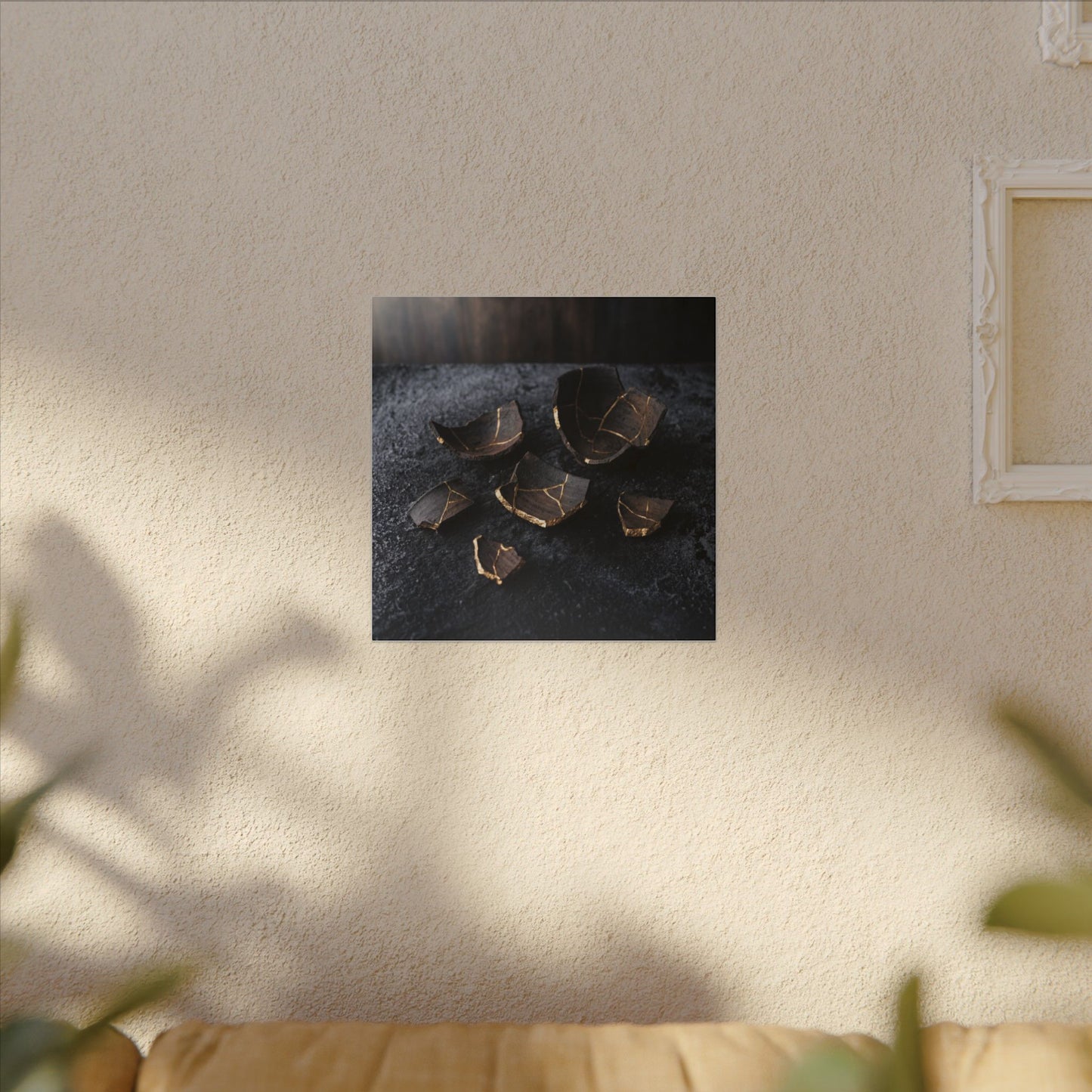 Winter Broken Pottery Shadow Zen Canvas Art | Bold Decor