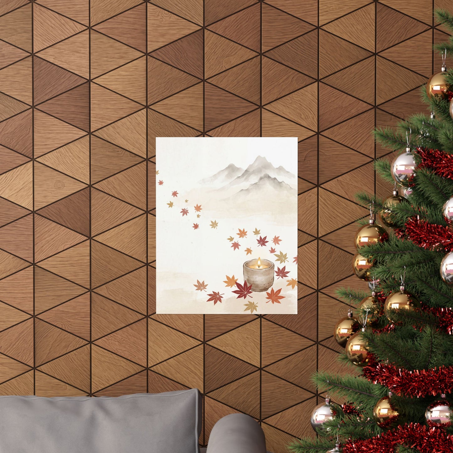 Mountain Mist Wall Art Print | Autumn Japandi Japanese Pattern Art