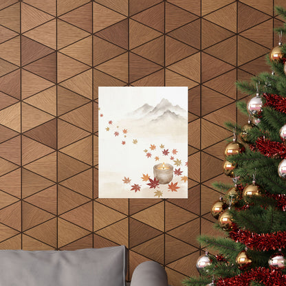 Mountain Mist Wall Art Print | Autumn Japandi Japanese Pattern Art