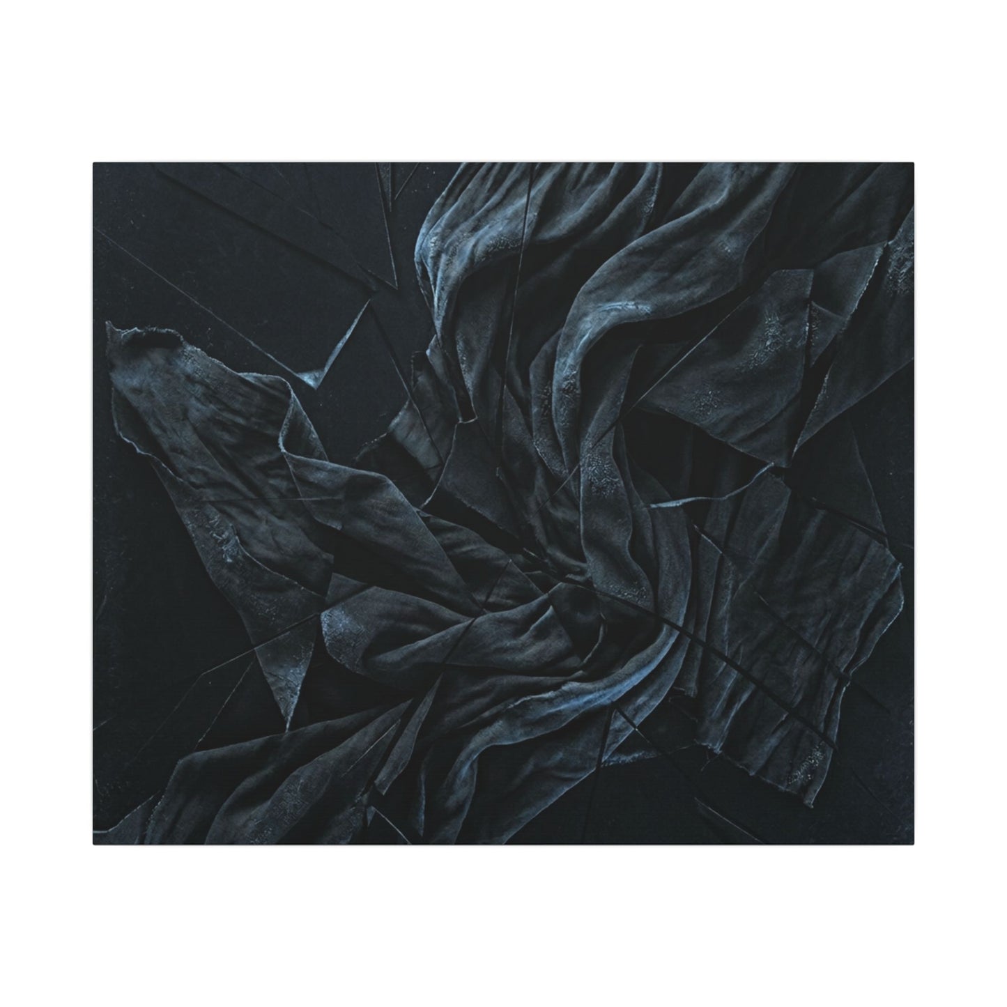 Dark Japandi Silk Drape in Moonlight | Moody Minimal Canvas Art
