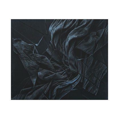Dark Japandi Silk Drape in Moonlight | Moody Minimal Canvas Art