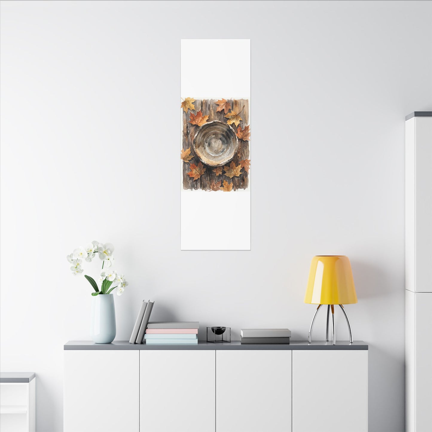Ma Ceramic Bowl Canvas Art - Japandi Watercolor