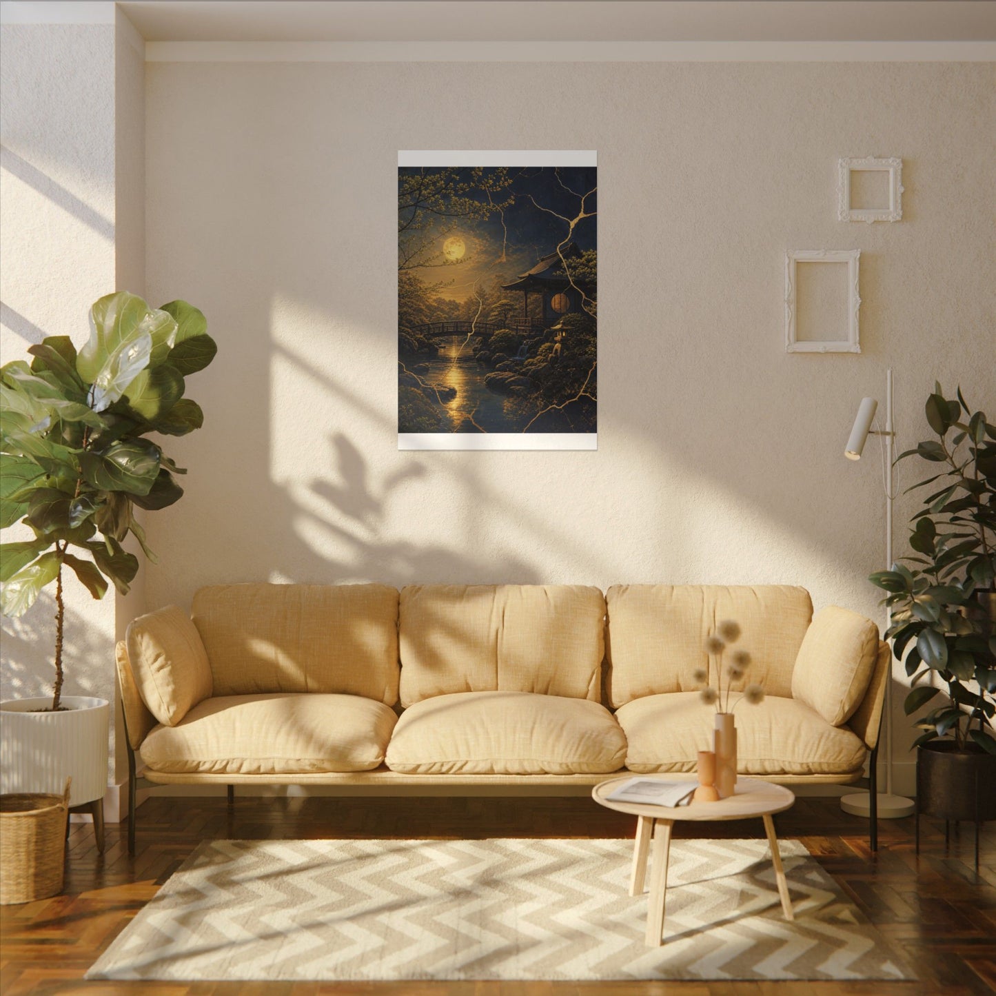 Spring Moonlit Garden Gold Vein Canvas Art | Resilient Decor