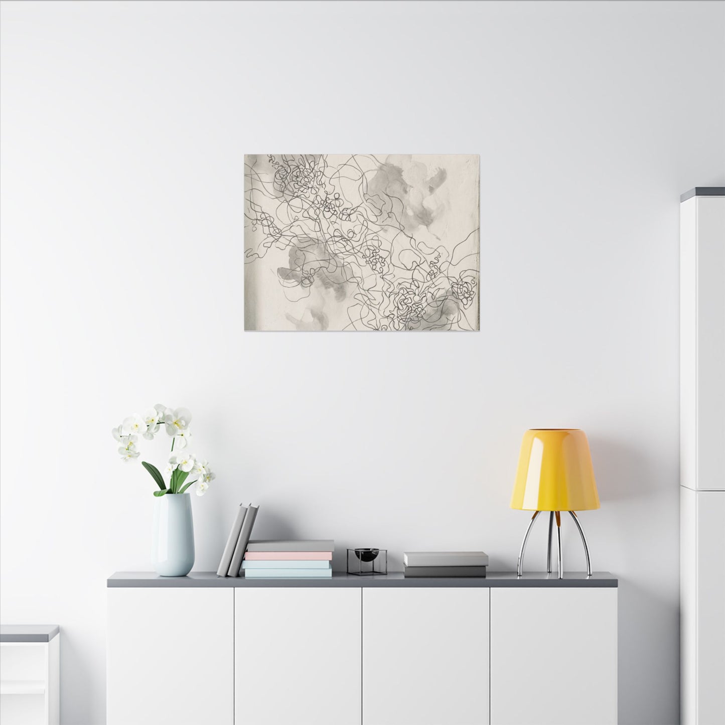 Summer Shadow Play Minimal Line Canvas Art | Earthy Decor