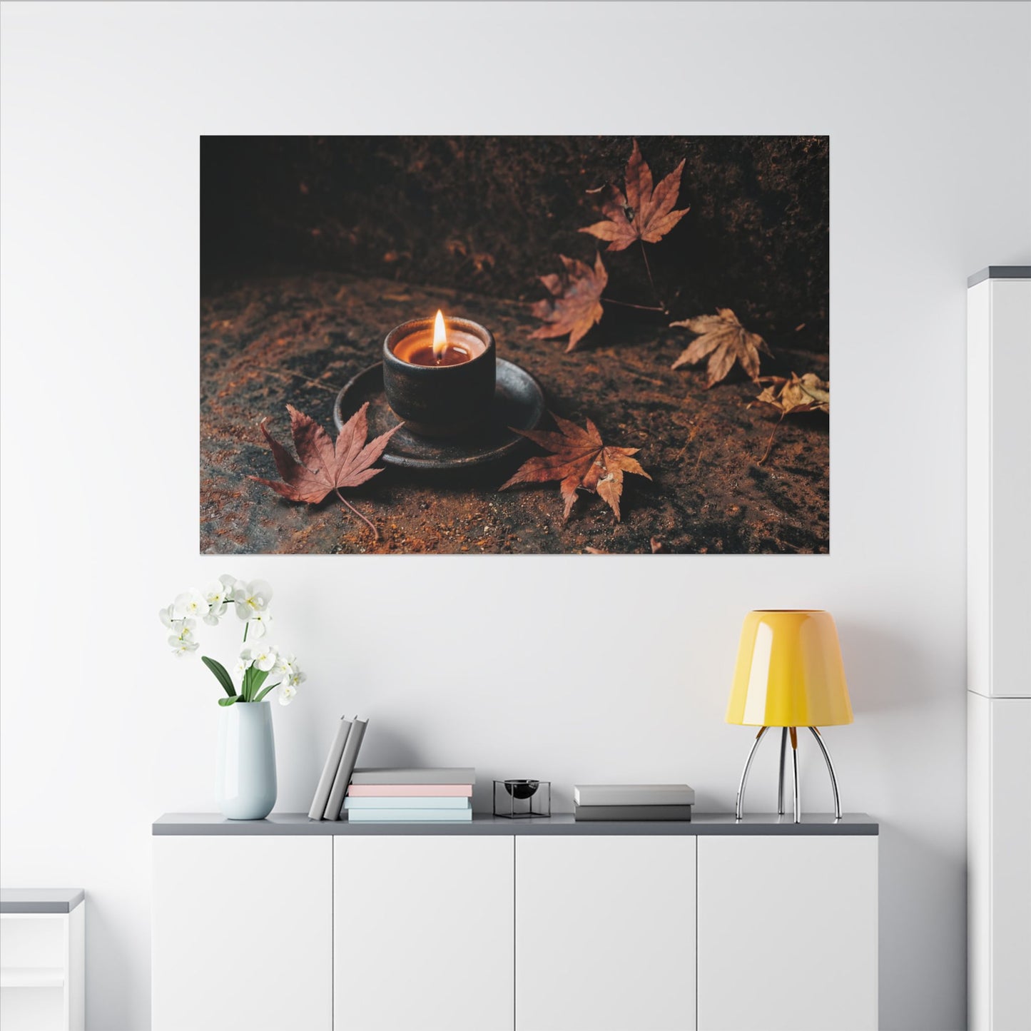 Dark Japandi Rust Patina in Candlelight | Shadow Zen Canvas Art