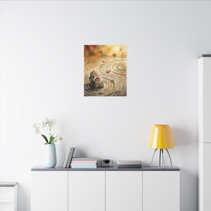 Autumn Rock Garden Watercolor Canvas Art | Neutral Decor