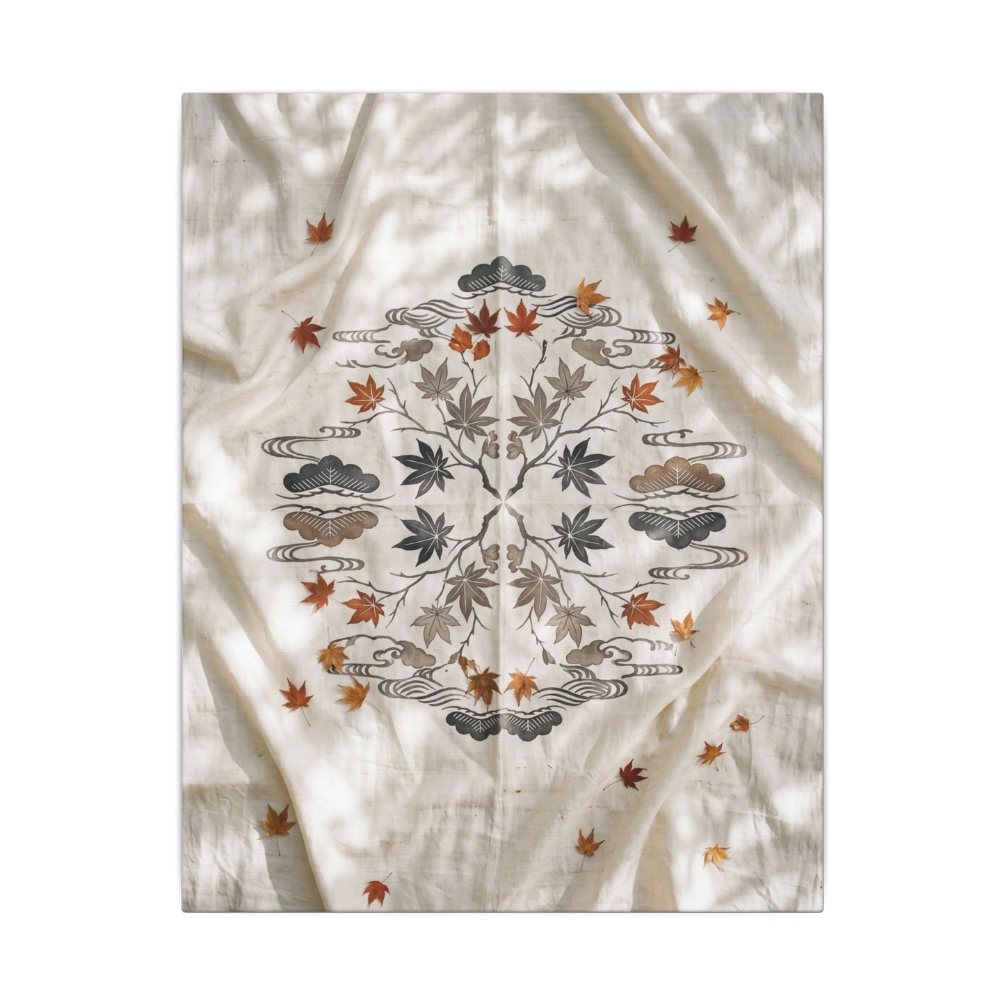 Elegant Silk Drape Canvas Art - Japanese Pattern Japandi