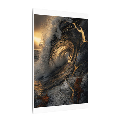 Kanso Ocean Wave Canvas Art - Kintsugi Gold Vein