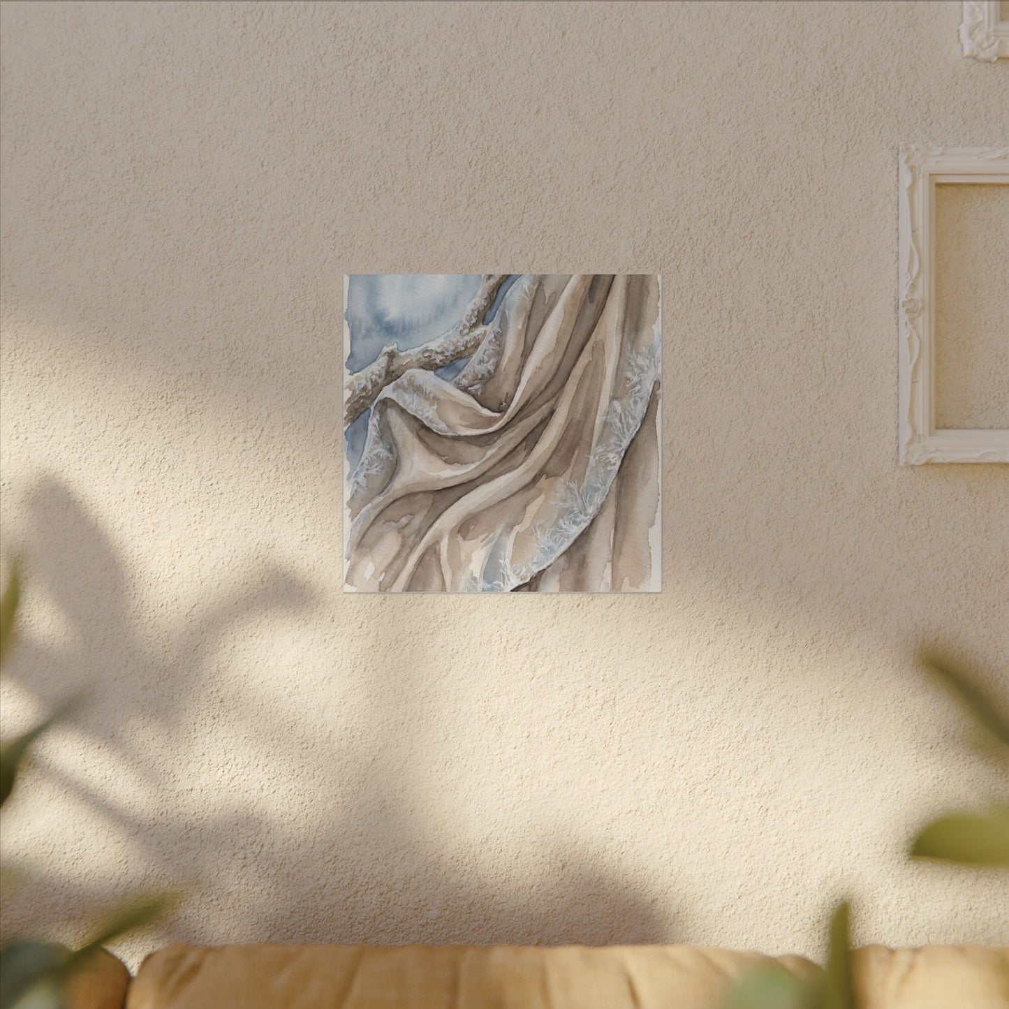 Silk Drape Winter Canvas Art | Japandi Cozy Design