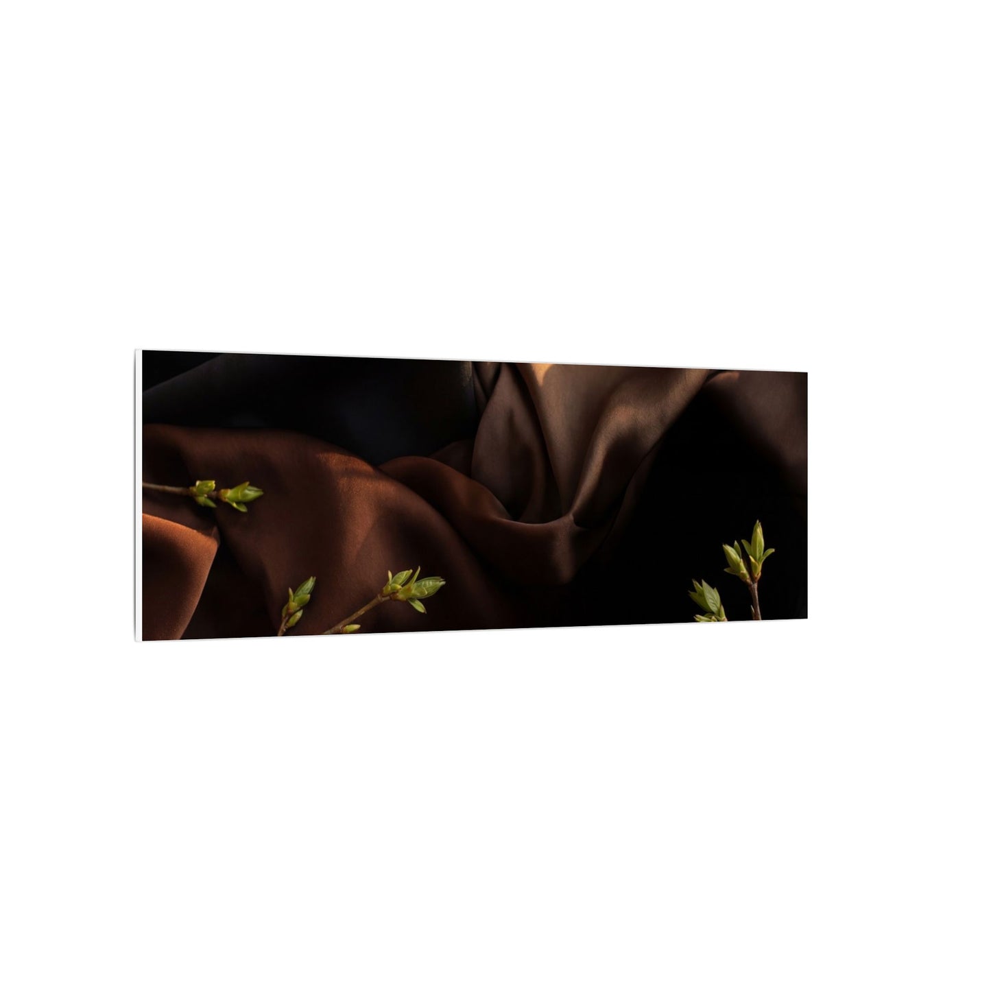 Dark Japandi Silk Drape in Golden Hour | Moody Minimal Canvas Art