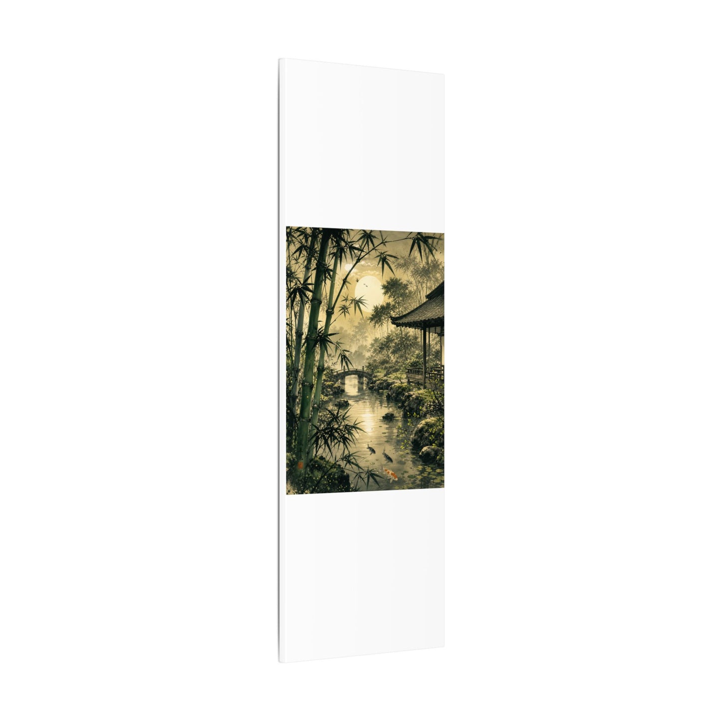 Moonlit Garden Sumi E Canvas Art | Calm Zen Art