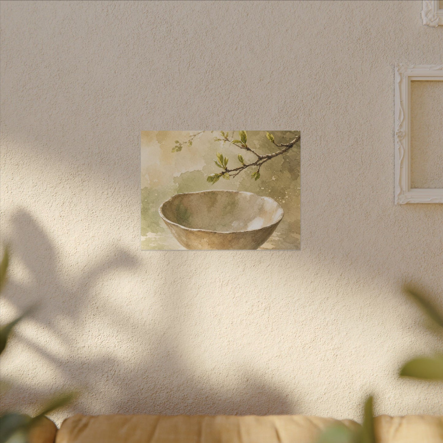 Warm Ceramic Bowl Canvas Art - Watercolor Japandi