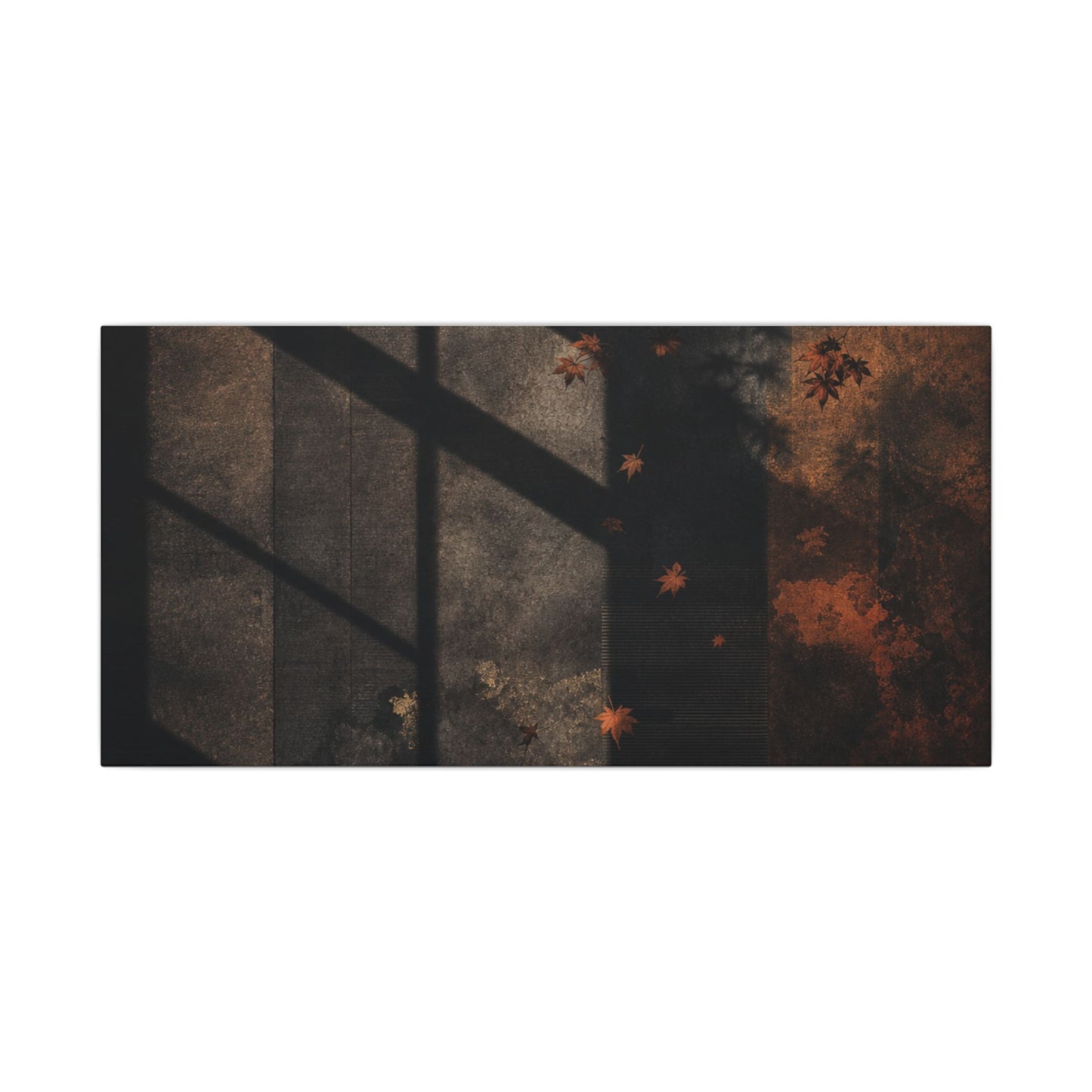 Sophisticated Shadow Play Canvas Art - Dark Texture Dark Japandi