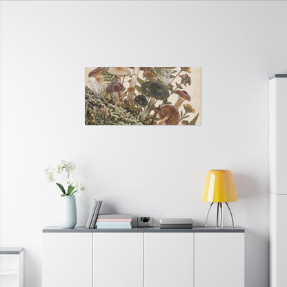 Winter Wild Mushrooms Herbarium Canvas Art | Enchanting Decor