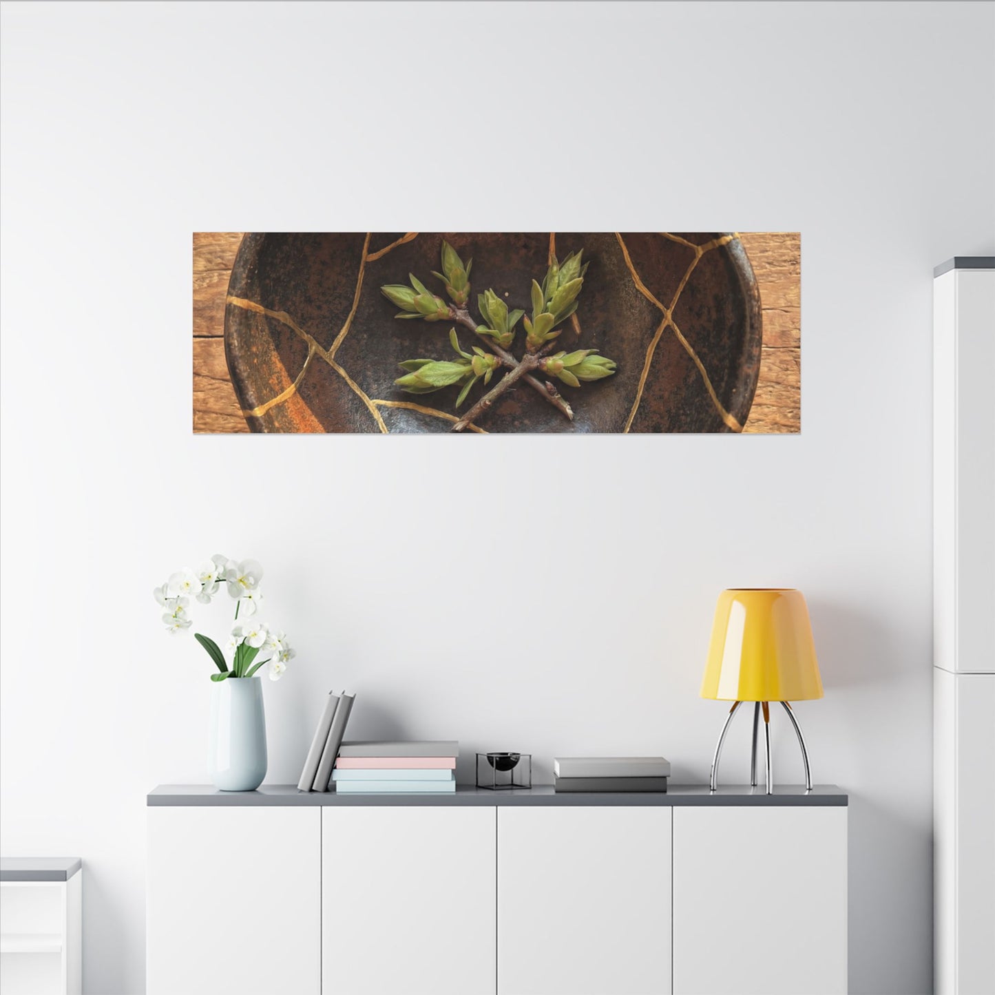 Ceramic Bowl Gold Repair Canvas Art | Resilient Kintsugi Art