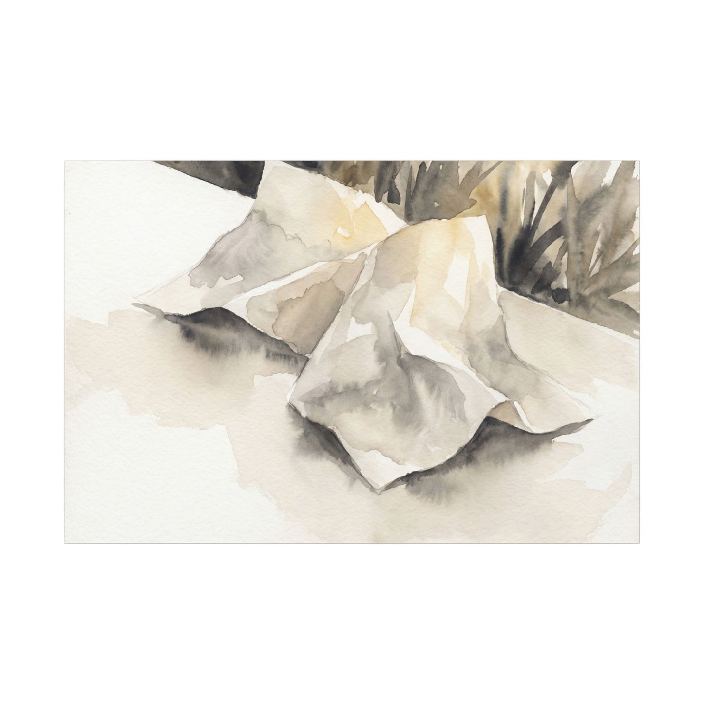 Paper Fold Watercolor Canvas Art | Warm Japandi Art
