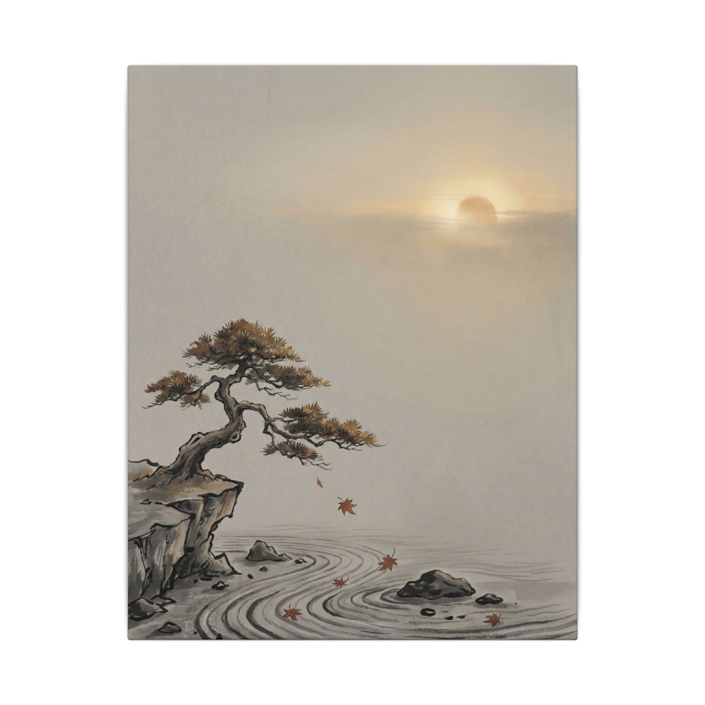 Pine Tree Canvas Art | Autumn Zen Karesansui Art