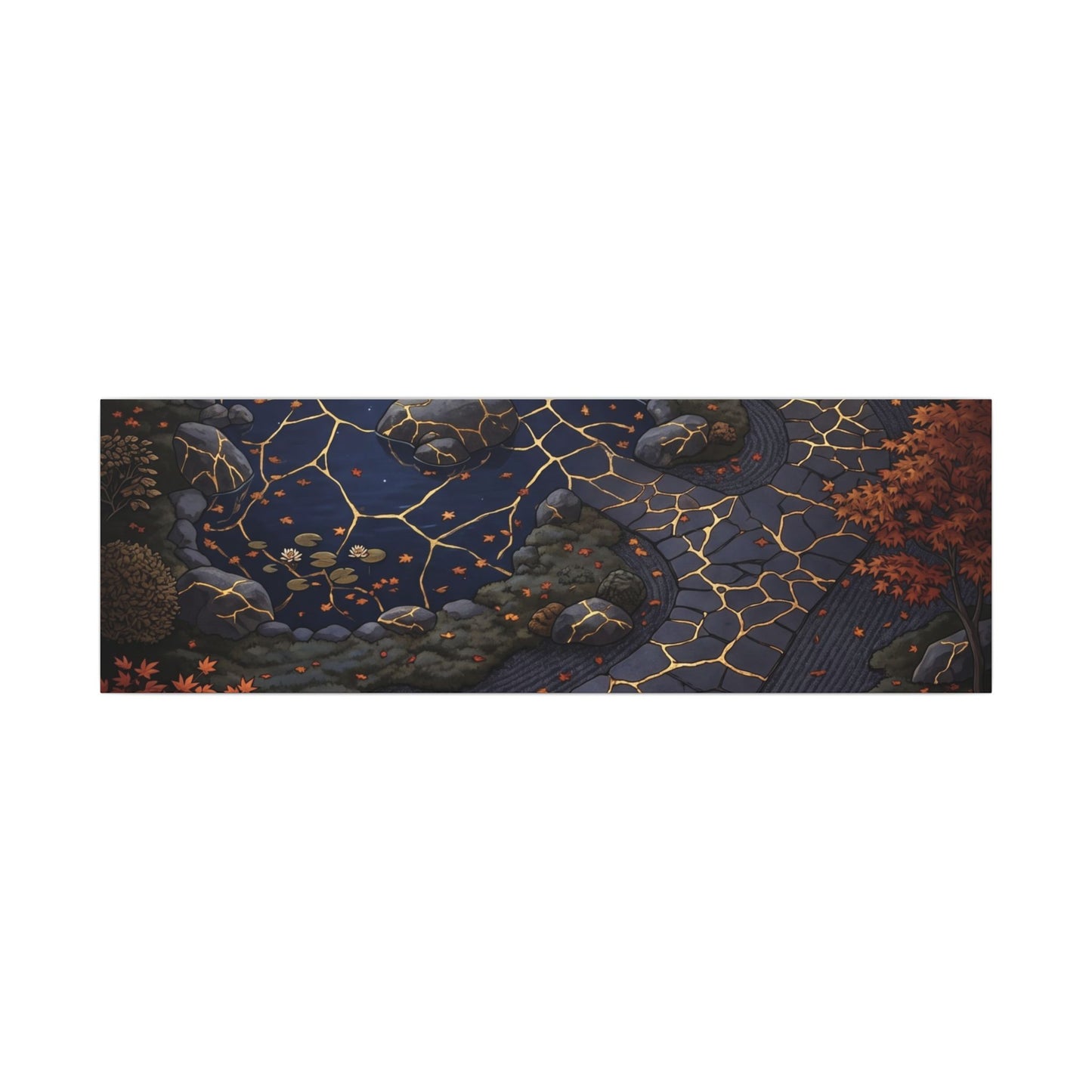 Moonlit Garden Gold Vein Canvas Art | Resilient Kintsugi Art