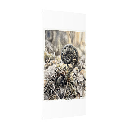 Japandi Fern Unfurling in Golden Hour | Watercolor Canvas Art