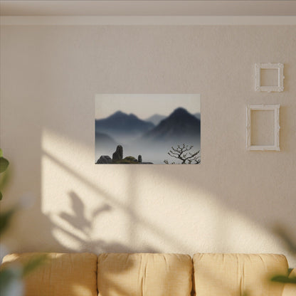Mountain Mist Karesansui Canvas Art | Contemplative Zen Art