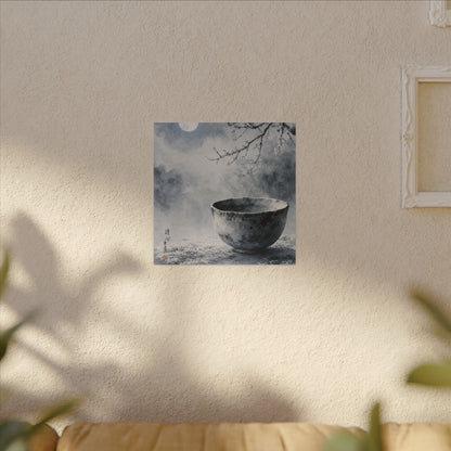 Seijaku Ceramic Bowl Canvas Art - Zen Sumi E
